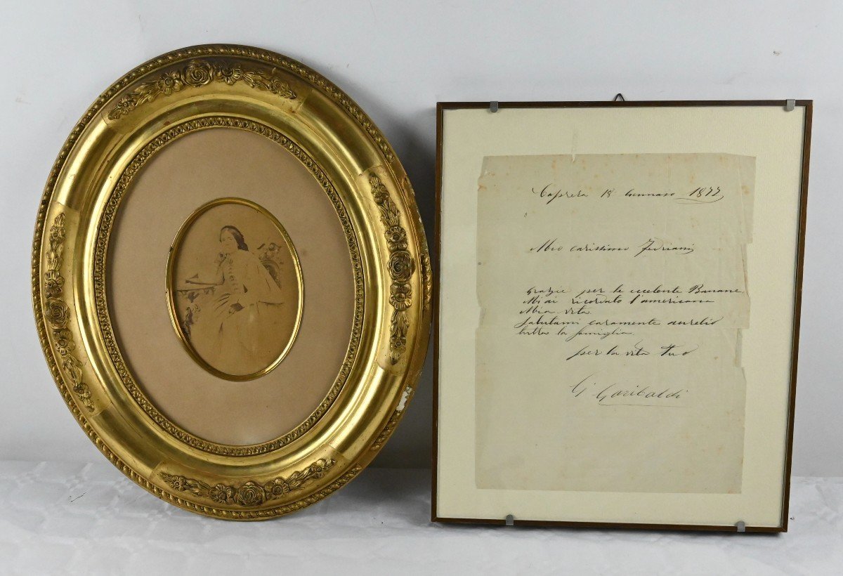 Fotografia di Giuseppina Raimondi e Lettera Firmata Da Giuseppe Garibaldi - Italia Metà XIX sec